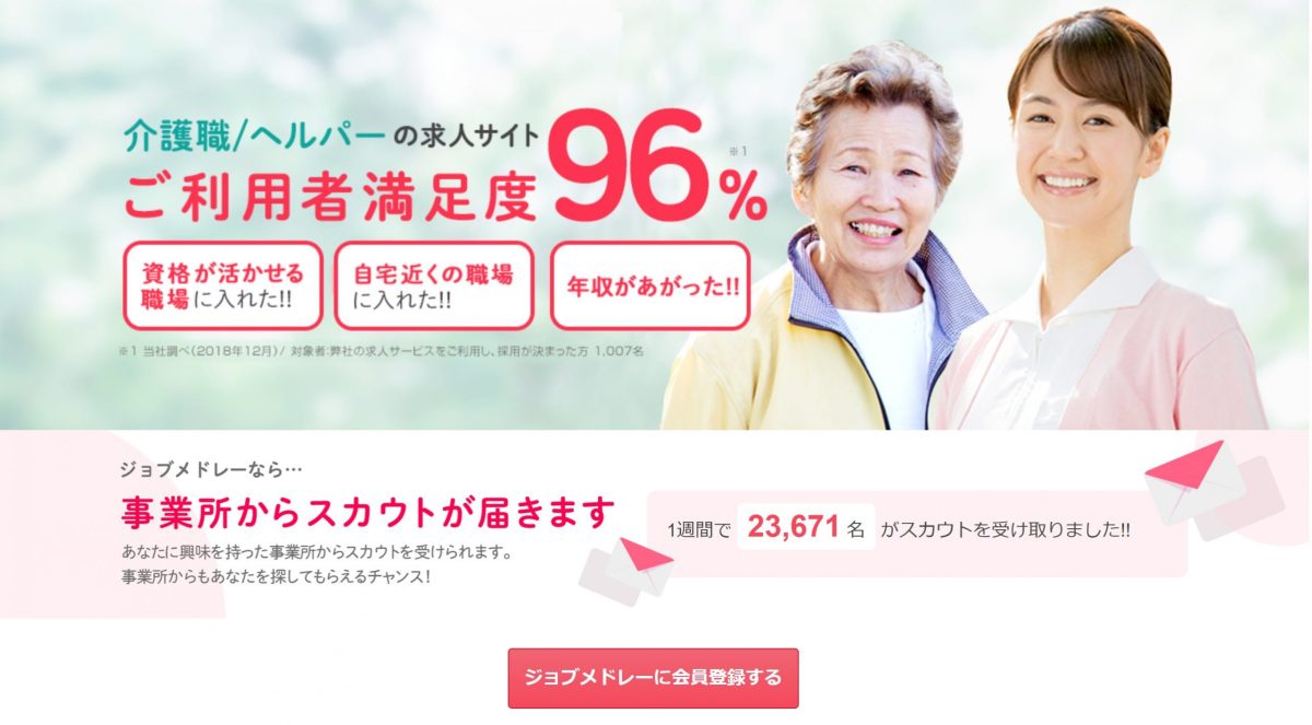 ジョブメドレー介護の紹介