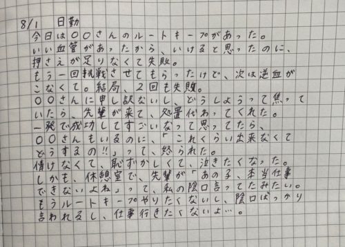  辞めたい理由や悩みを書く
