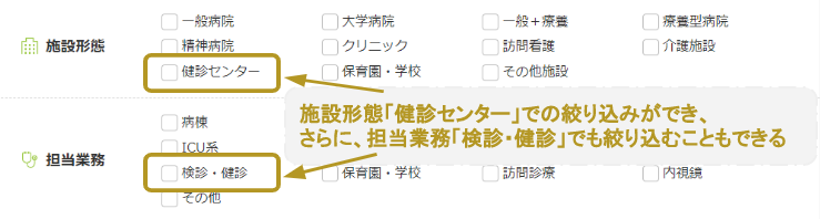 看護師（健診センター）の求人検索方法